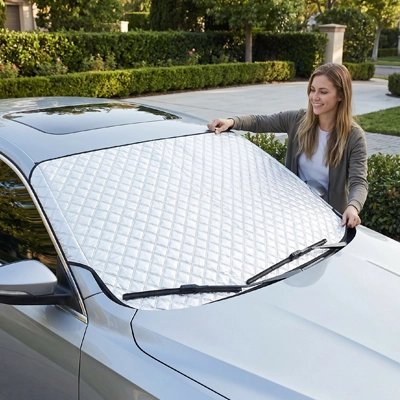 Pare-soleil voiture pare-brise avant femme contante des dimensions 