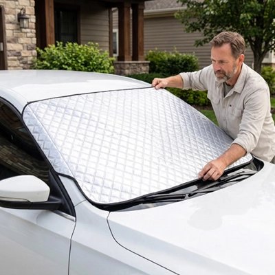 Pare-soleil voiture pare-brise avant homme content de la couverture